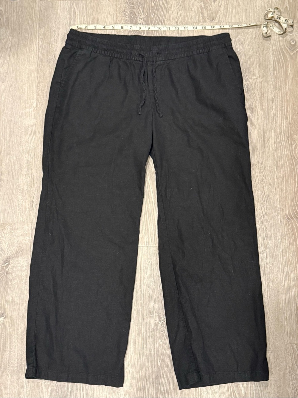 Old Navy Wide Leg Black Linen Pants PETITE